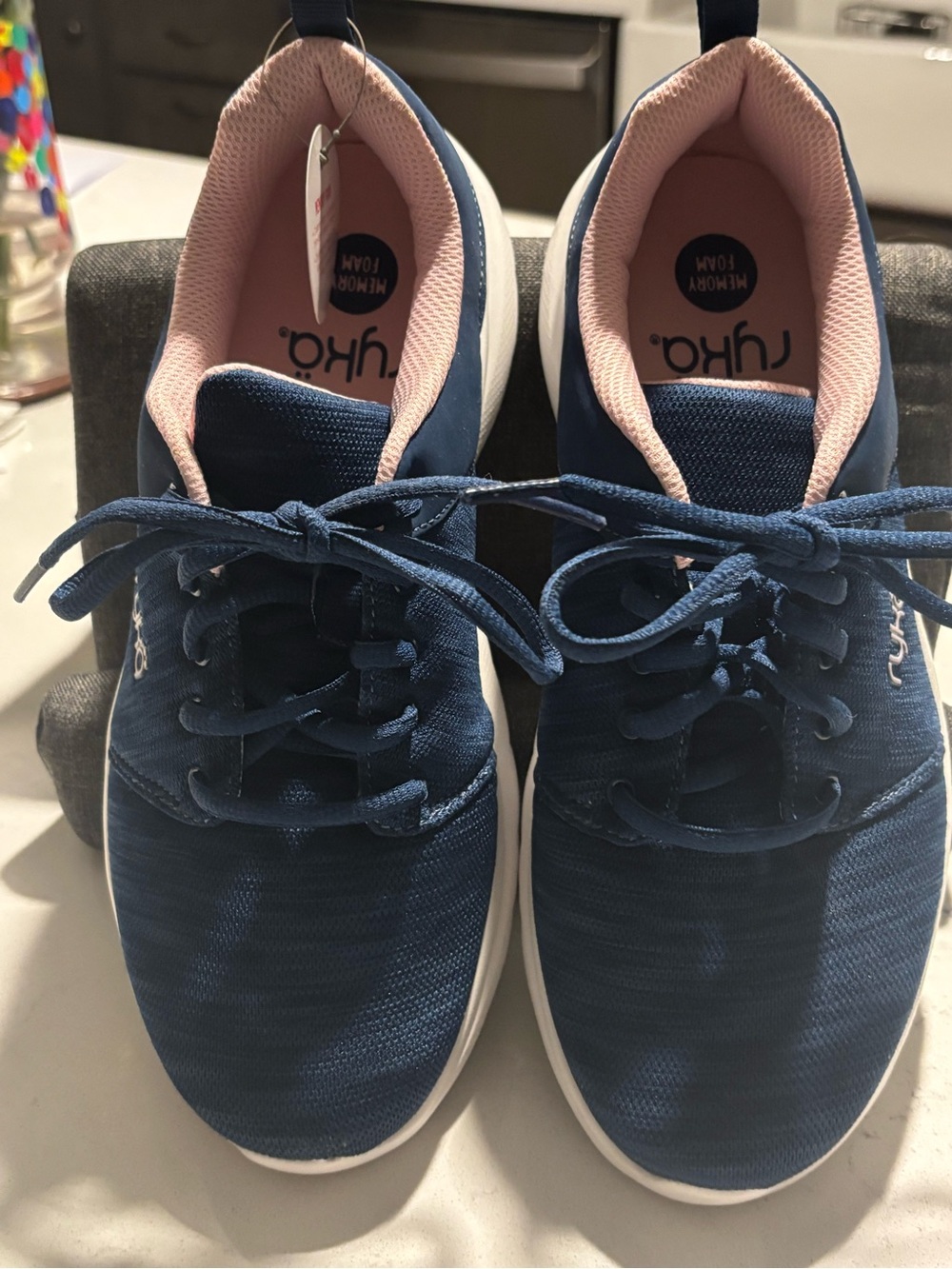Ryka Navy Blue Wren Sneakers with Light Pink Lining Size 8